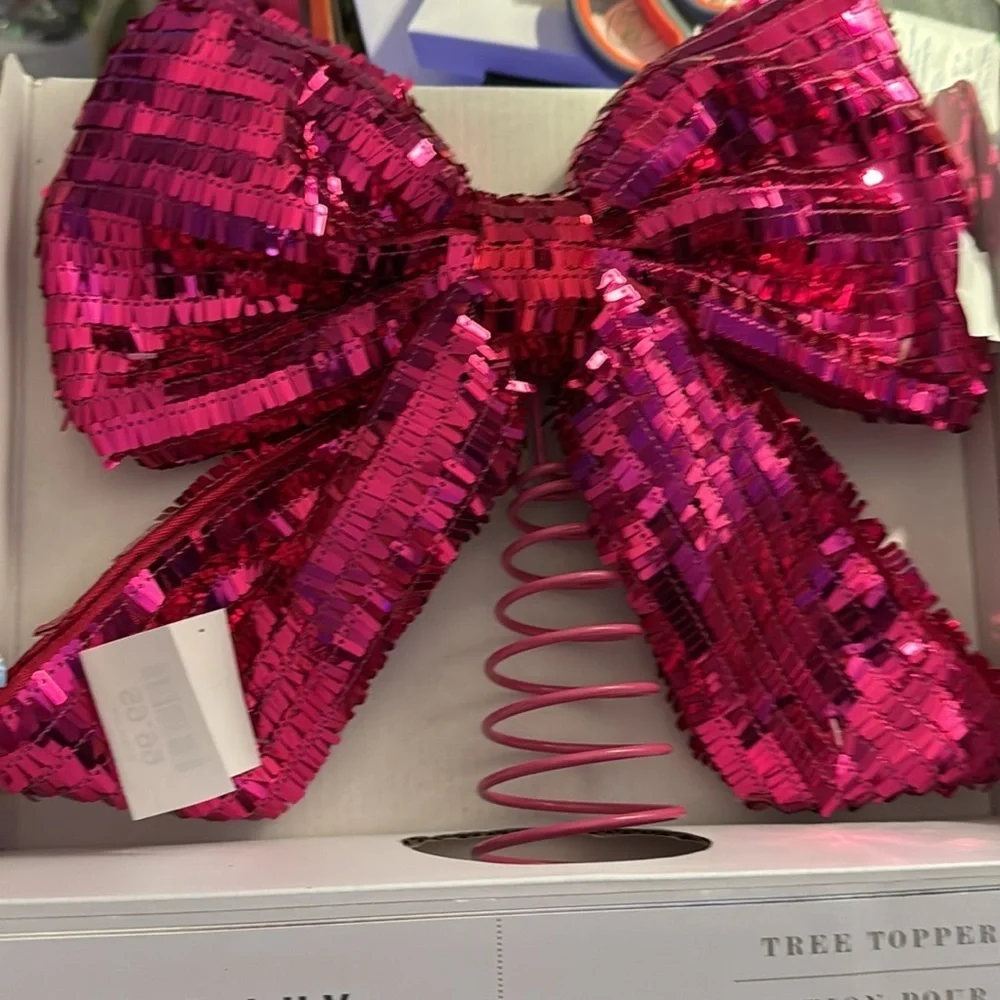 Bella Lux Bow Tree Topper PINK